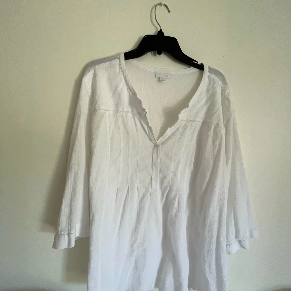 J. Jill White Buttoned  3/4 Sleeve Blouse - Picture 4 of 4
